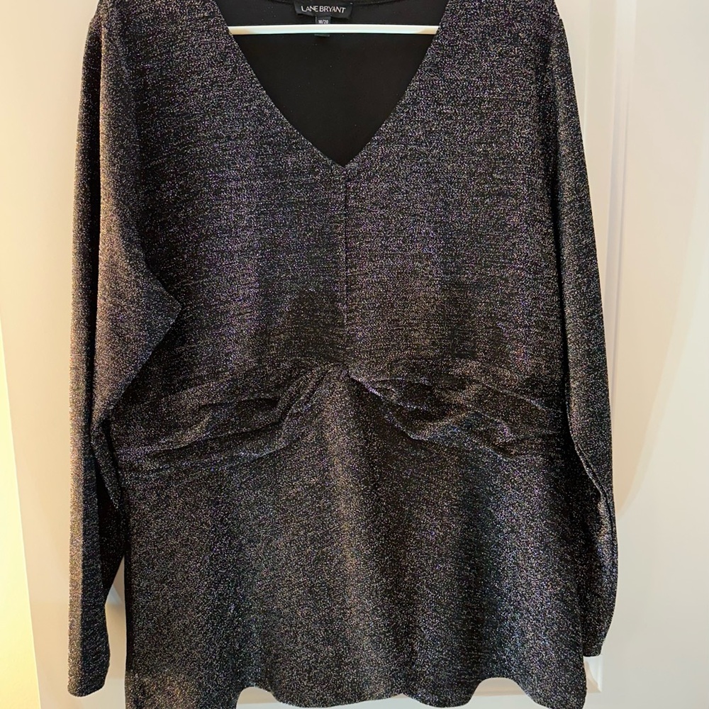 Lane Bryant 18/20 Shimmer V Neck Tunic Long Sleeve Party Top